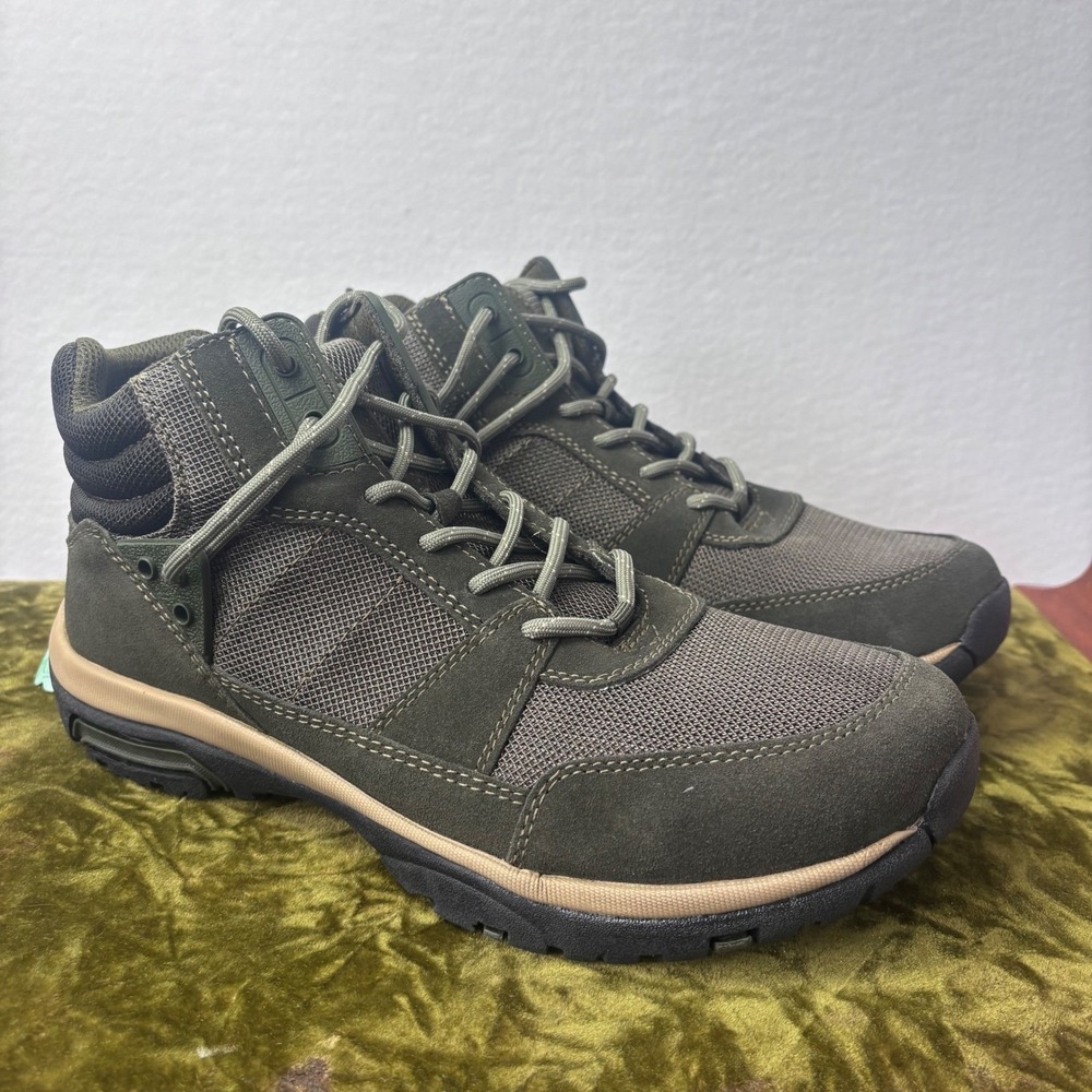 Lands End Mens Hiking Boots Olive Green Suede Mesh Water Repellent‎ Size 11 NWOB